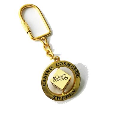 China Wholesale Promotion Gift Factory Gold Round Turning Key Chain Casino Zinc Alloy Metal Die Casting Custom for sale