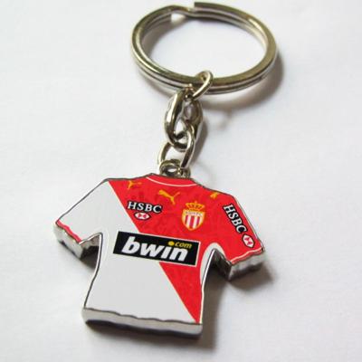 China Promotion Gift Wholesale Zinc Alloy Metal With Printing Logo 2D/3D Customized Hard Enamel T-shirt Football Keychain for sale