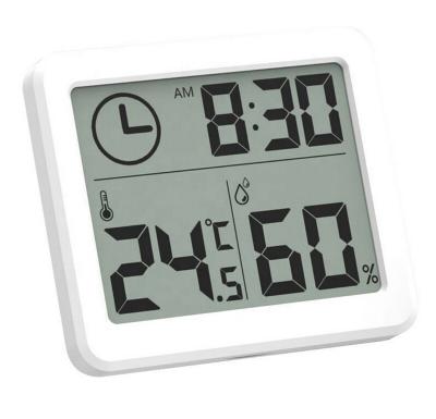 China 1 PC Digital Temperature Humidity Meter LCD Display Home Hygrometer Thermometer Indoor Outdoor Weather Station with Clock 81*71*10mm for sale