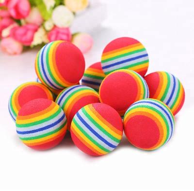 China Promotional Cat Toys 35mm/42mm/63mm Ball Dog Golf Practice Balls Super Q Pet Toy Popular Lovely Rainbow for sale