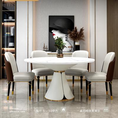 China Luxury Design + High End Modern Luxury Design Style Stainless Steel Legs Marble Top Table Dining Room Furniture for sale