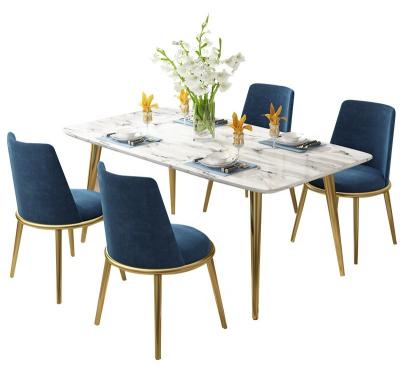 China Luxury Design + Factory High End Home Metal Furniture Marble Dining Table Set Modern Dining Tables With 6 Chairs For Hotel for sale