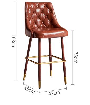 China Super Comfortable Modern Vintage Vintage Retro Club Chair Leather High Bar Bistro Furniture Bar Chair Brown High Bar Chair for sale