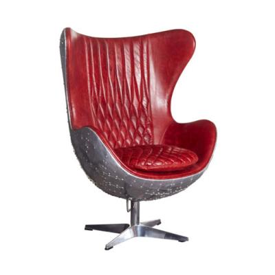 China Industrial Revolving Aviation Vintage Leather Retro Aluminum Airmen Egg Chair for sale