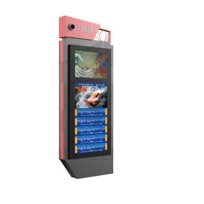 China Outdoor smart digital bus stop signage advertising lcd screen outdoor waterproof IP65 totem for bus stop station bus shetlter display for sale