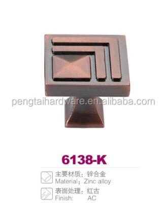 China Classic Square Shaped Furniture Handle Knob With Antique Copper Finish for sale