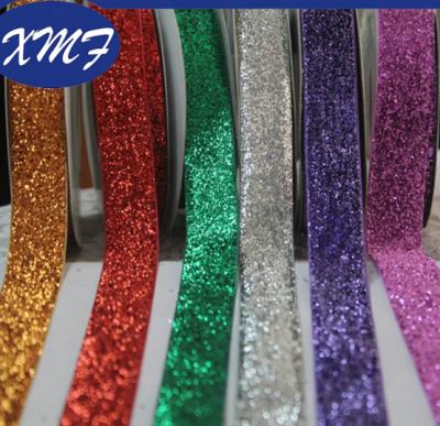 China Single Face Glitter High Quality Colorful Metallic Ribbon for sale