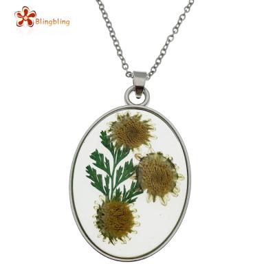 China BOHEMIA Resin Sunflowers Epoxy Dry Pressed Necklace Pressed Flowers Amazon Pendant Necklaces for sale