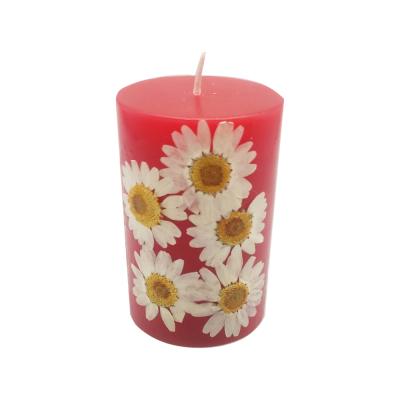 China Natural Flower White Daisy Flower Handmade Decorative Candle, Wholesale Aroma Therapy 7 Day Candles Logo Copy Available for sale