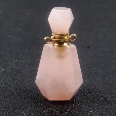 China FASHIONABLE Natural Perfume Necklace Bottle Essential Oil Smoky Quartz Pendant Rose Quartz Gemstone Vials Pendant Jewelry for sale