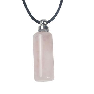 China FASHIONABLE Healing Jewelry Gemstone Perfume Vial Necklaces Pendant Necklace Chakra Crystal Quartz Perfume Bottle Stone Pendant for sale