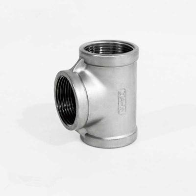 China SS 316 / 304 Equal Three Ways Stainless Steel Connector Tee Plug Pipe Fittings for sale