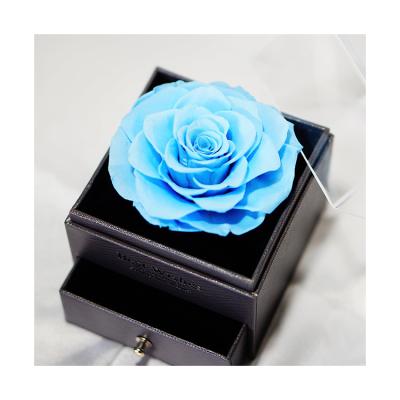 China RIA-0008 Natural Touch Preserved Rose In Acrylic Box Preserved Rose In Acrylic Gift Box for sale