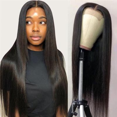 China Straight Wigs Pre Plucked Knots Bleached Straight Hair 6X6 Long Lace Closure Wig for sale