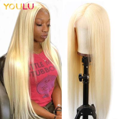 China Straight Wigs Wholesale Virgin Human Hair 613 Lace Front 30 Inch Straight 4X4 Inch Closure Wig for sale