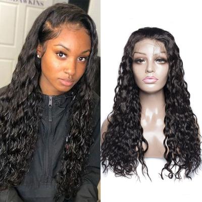 China Straight Wigs 12A Pre Plucked 13X6 Water Wave Brazilian Deep Curly Transparent Lace Frontal Wig Human With Baby Hair for sale