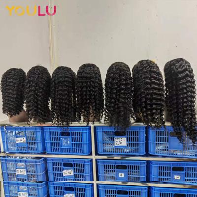 China Wet Sheer Swiss Lace 13X4 Front Human Hair Wigs and Body Wave Good Quality Grade 10A Deep Wave Wavy for sale