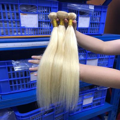 China Natural Silky Straight Raw Virgin Blonde Hair Weave 100G Brazilian Straight 613 Bundles for sale