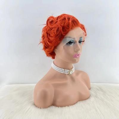 China Wigs 150% Density Straight Ombre Wig Short #350 Bob Curly Pixie Cut Wig Orange Hair for sale