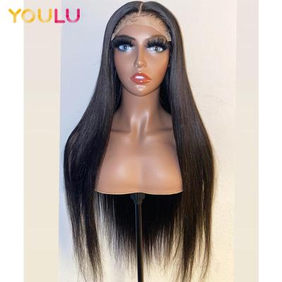 China Straight Wigs Wholesale Colored Natural Straight Medium Part Lace Front Human Hair Wig For Women Transparent Color for sale