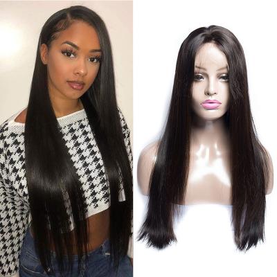 China Natural Straight Hair Wigs 200 Density Black Pre Plucked 30 Inches Long Human Hair 13X4 Lace Frontal Wig for sale