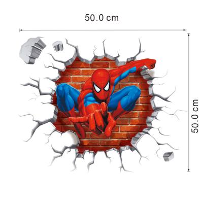 China Home WALL STICKER 3D Spiderman wall stickers decoration adesivo de paredes kids room decal 3D movie cartoon for sale