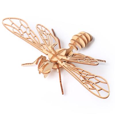 China 3D Cartoon Insect Toys Montessori DIY Children Early Educational Wooden Jigsaw Wooden Jigsaw Puzzle Animal Baby Game for sale