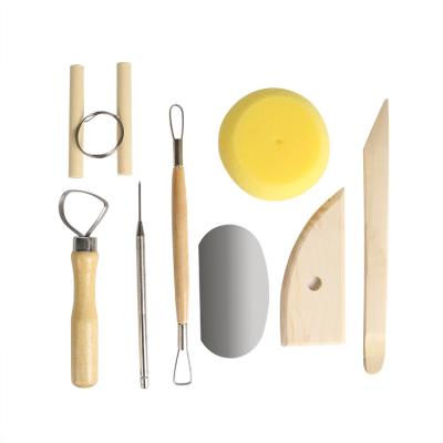 China Pottery Tool Kit Wood Handle Clay Modeling Tool 8-20cm for sale