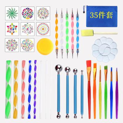 China Metal Craft Tool 35 PCS Mandala Painting Template Stipple Tool Art Craft Tools Set for sale