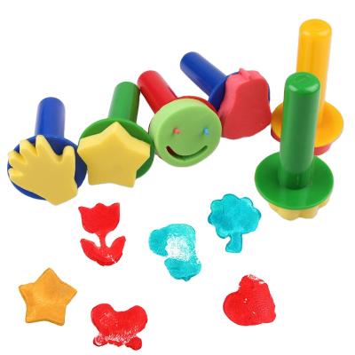 China Metal Craft Tool 6Pcs Children's DIY Stamps Hand-Painting Tools Stamp Plastic Children's Sponge Painting Tool Kit for sale