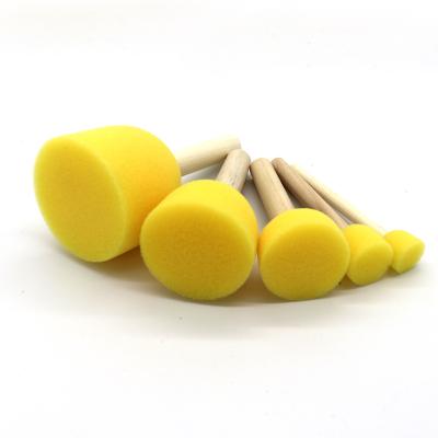 China Educational Toys 5pcs Round Stencil Sponge Foam Brushes Wooden Handle For Furniture Art Crafts Stenciling Painting Tool Supplies for sale