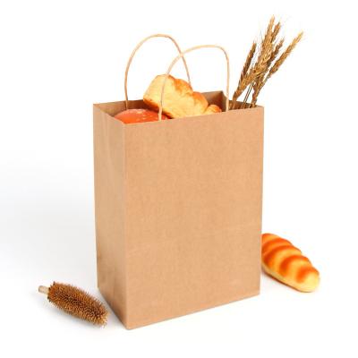 China Recyclable Brown Kraft Paper Bag With Handles Gift Takeaway Food White Custom Paper Shopping Bag Kraft Paper Bags With Your Own Logo for sale