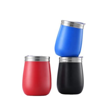 China Durable Double Wall Stainless Steel Sublimation Blanks Gradient 12OZ Wine Tumbler With Transparent Lid for sale