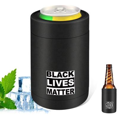 China Durable 12oz Vacuum Double Wall 304 Stainless Steel Insulated Beer Bottle Can Cooler With Matt Black Color for sale