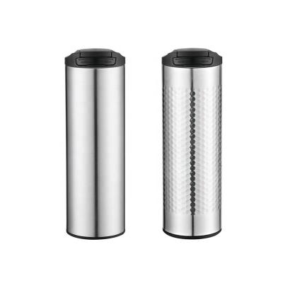 China 450ml Double Wall Sustainable Stainless Steel Vacuum Straight Coffee Mug With Leakproof Press Lid for sale