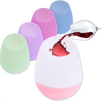 China Food Grade Egg Shape Wine Water Cup Creative Unbreakable Outdoor Glass Portable Silicone Wine Mug for sale