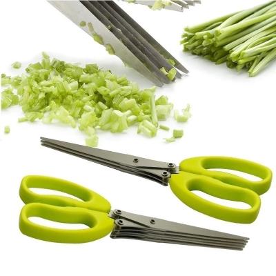 China Home Kitchen Multi 5 Blades Spice Shredder Kitchen Herb Scissors Shears Cut Green Onion Cutter for sale