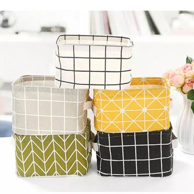 China Hot Sales Sustainable Stationery Wash Organizer Cloth Storage Basket Flodable Deaktop Storage Box for sale