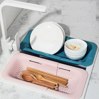 China High Quality Multifunctional Retractable Sink Filter Plastic Fruit Sink Drain Basket Plastic Drain Basket for sale