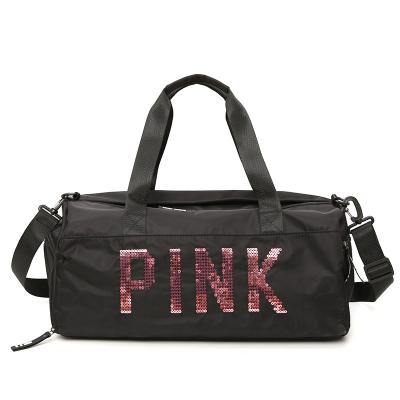 China Wholesale Waterproof Duffel Bags Women Duffel Bag Gym Letter Sports Travel Hot Selling Pink Bag Pink for sale