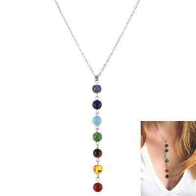 China Necklace Collares Yoga Jewelry Colorful Charming Simple Style Environmentally Friendly Natural Stone Beads Pendant Necklace for sale