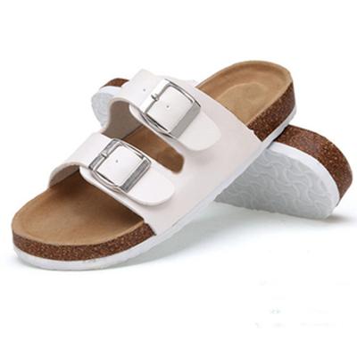 China Strap Cork Sole Sandals Soft Slippers Two PU Fashion Trend Ladies Slippers And Sandals for sale