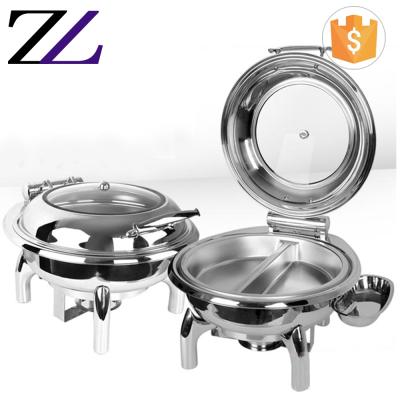 China Customized LOGO Lid 6L Hydraulic Round Chafing Dish Glass Food Heater and Modern Chinese Kitchen Equipment for sale