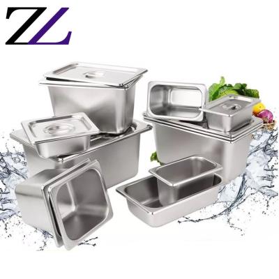 China Customized LOGO and modern GN 1/1 and 1/3 shafing buffet tray food warmer plate stainless steel insert perforated GN pan for chafing dish for sale