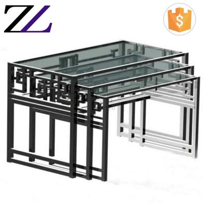 China Customized LOGO and restaurant equipment modern commercial kitchen banquet stainless steel glass top hotel mirrored buffet table for sale