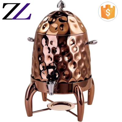 China Customized LOGO and Modern Arabic Style Coffee Warmer Chocolate Milk Dispenser Machine Copper Stainless Steel Hammered Commercial Hot Chocolate Dispenser for sale