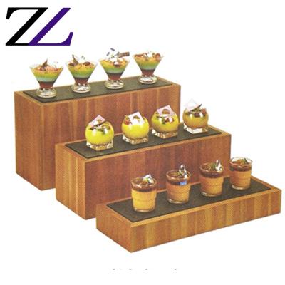 China Disposable Decorative Acacia Oak Modern Design Riser Cupcake Display Set Solid Wood Rustic Slate Cake Stand for sale