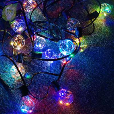 China Vintage Decorative Hot Selling Decor Colored Fancy Style G40 G45 LED Copper Wire Filament Bulb String Lamp for sale