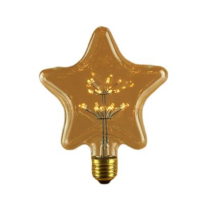 China Vintage Hot Sale 110V 220V E26 E27 2W 2700K Star Shape Firework Light Bulb for sale