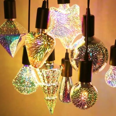 China Vintage Led Firework Bulb Holiday Christmas Decoration B22 E26 E27 3D Firework Glass Bulb Lamp for sale